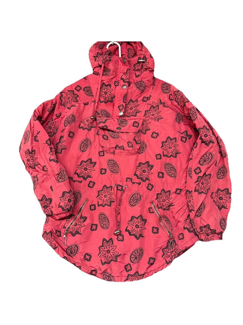 Vintage LL Bean Jacket Womens Medium M  Red Bandana Pullover Ski Coat Anorak